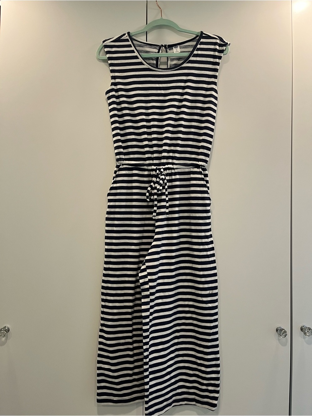New Striped Sleeveless jumpsuit  - Blue & White